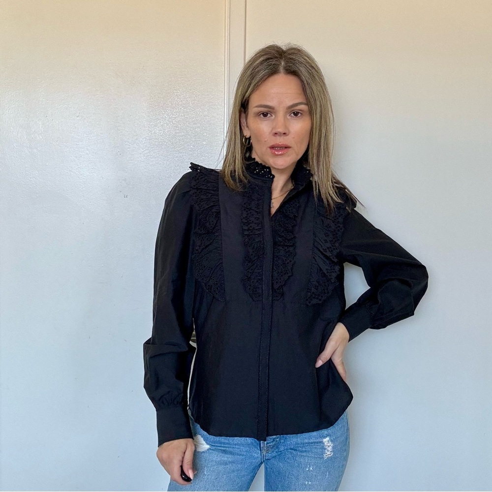 New The Westside Gemma Starlight Eyelet Top Black - Picture 7 of 11